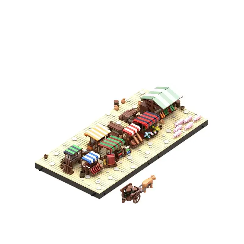 MOC City Street View Town Market Suit وحدات تكنولوجيا الهندسة المعمارية اللبنات نموذج ألعاب الأطفال الطوب هدية