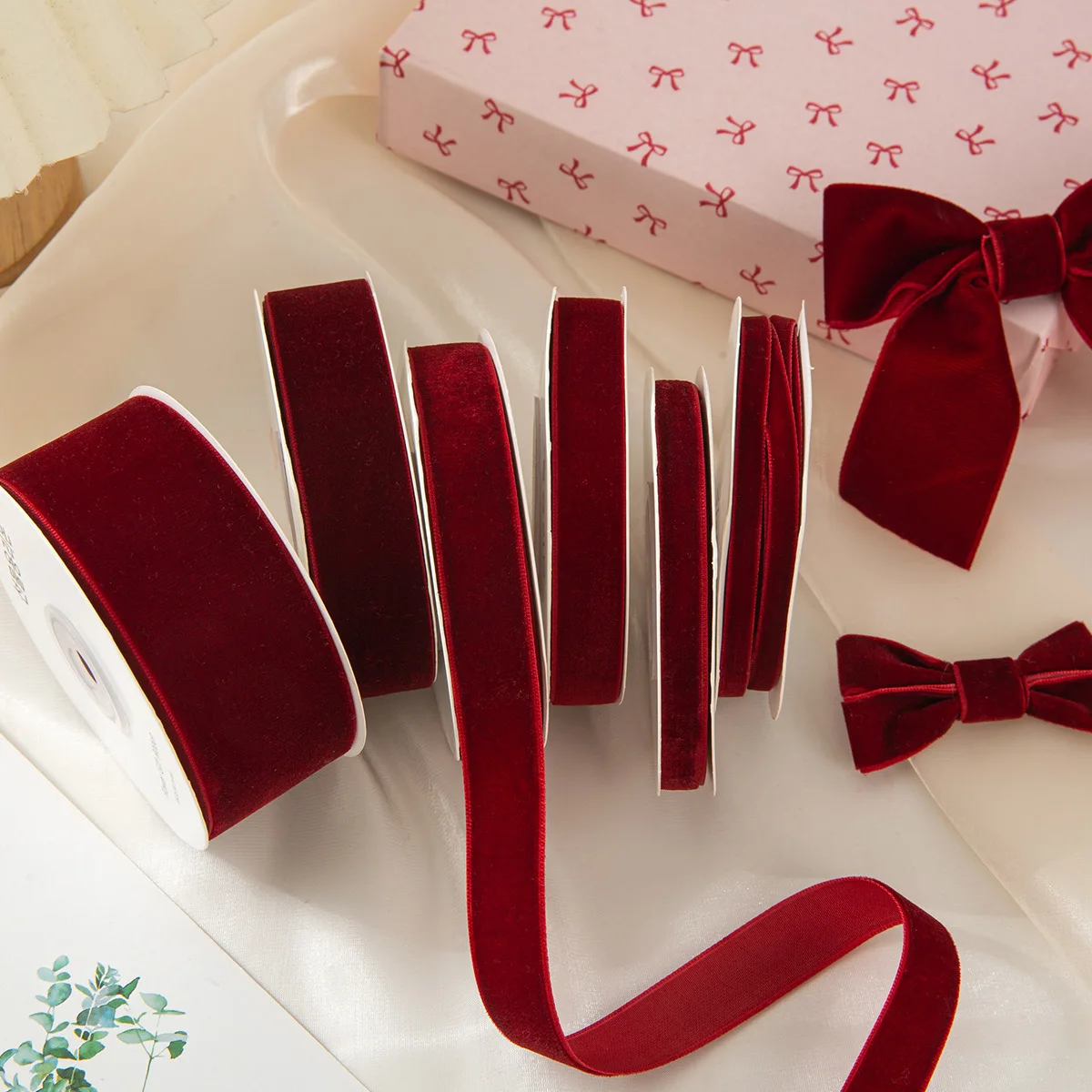 7-10 Yards 6/10/15/20/25/36mm Weinrotes Samtband für Hochzeitsdekoration, Handgemachte Geschenkverpackung, Haarschleifen, DIY Weihnachtsband