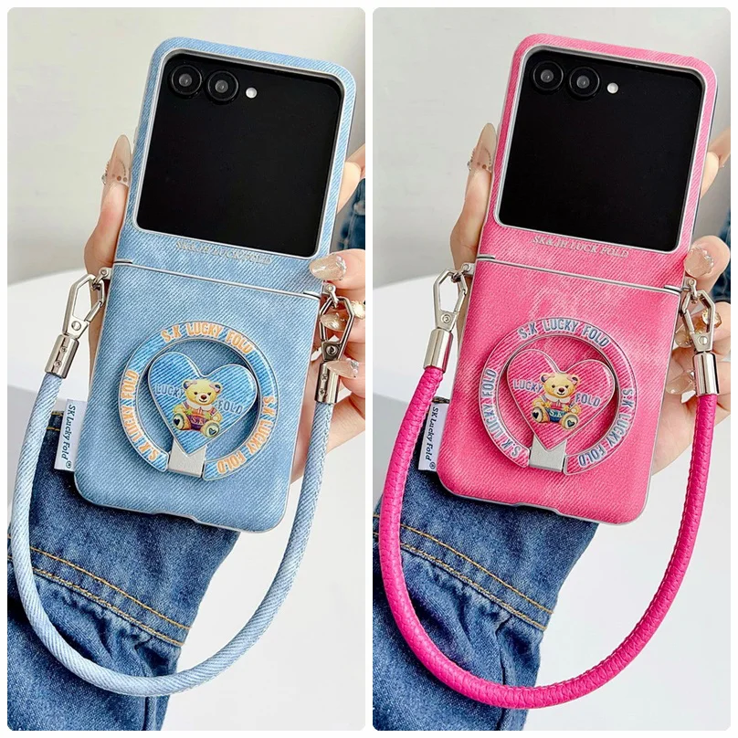 حافظة مغناطيسية قوية بمشبك جانبي فضي الحواف من قماش الدنيم لهاتف موتورولا رازر 60 الترا موتو رازر 60 2025 50 رازر + غطاء حماية #1