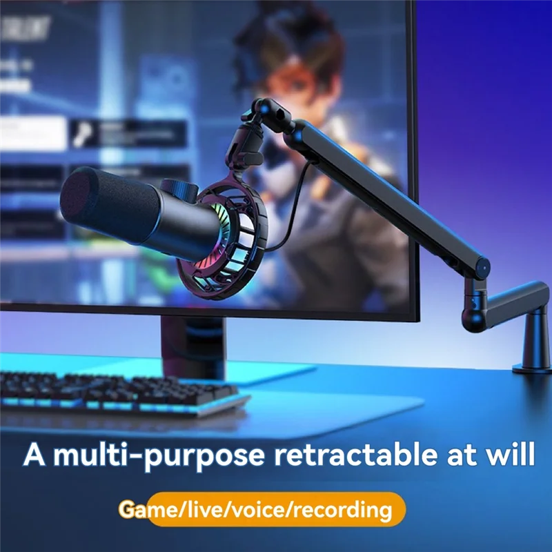 

Foldable Mic Suspension Arm 360° Rotatable Microphone Boom Arm Microphone Bracket Without Increasing Pole