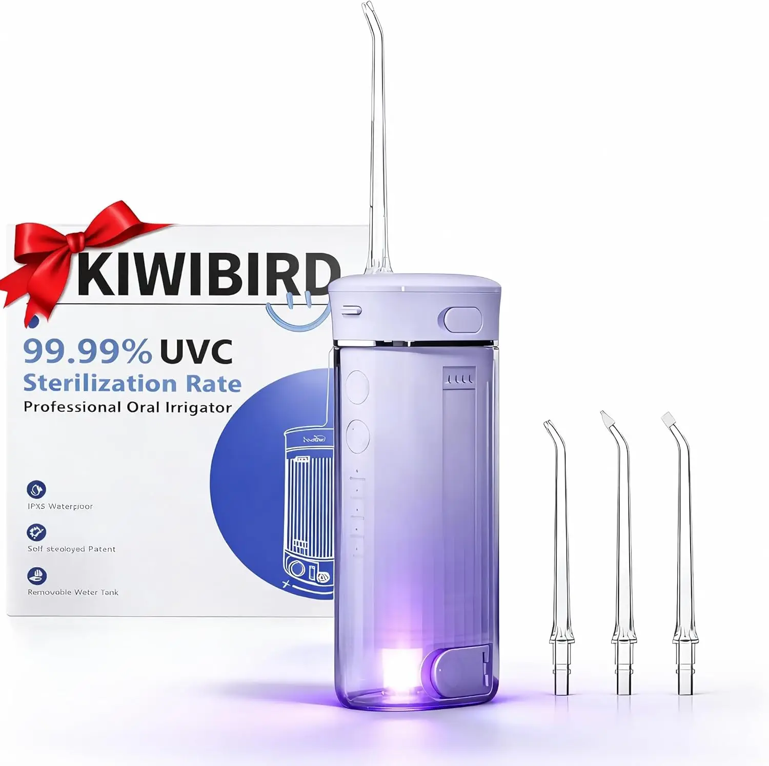 

Portable Cordless Water Flosser with UV Light, IPX8 Waterproof, 3 Modes for Teeth & Braces Care - Travel Oral Irrigator