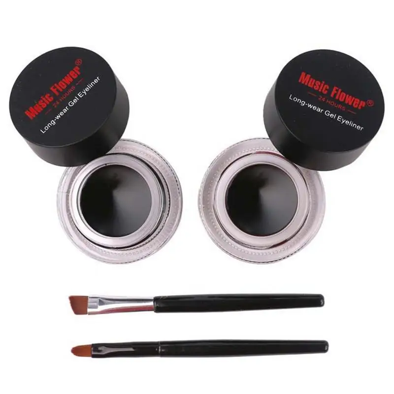 Black Brown Eyeliners Cream Waterproof Non Smudging Long Lasting Eyeliners Gel Eye Liners Makeup Tools With Brush Set