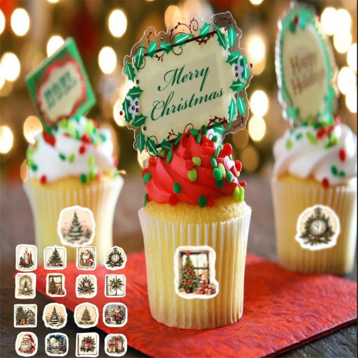 

Рождественские наклейки YHYS 500, рождественские наклейки, для рождественских вечеринок, книги, открытки, декор для бутылок с водой