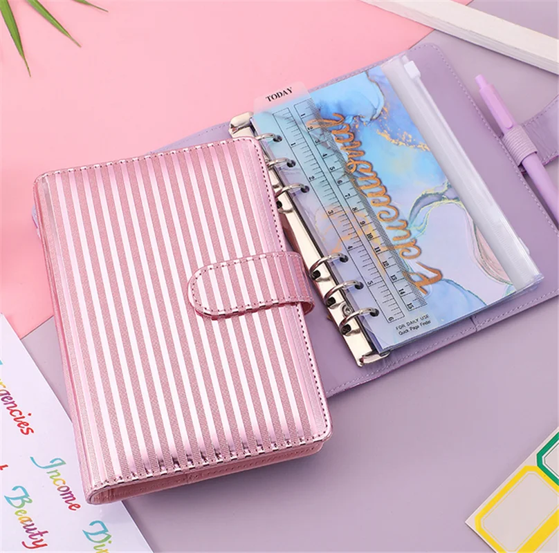 NEW Macaroon Color A6 PU Leather DIY Binder Notebook Cover Diary Agenda Planner Paper Cover School Stationery