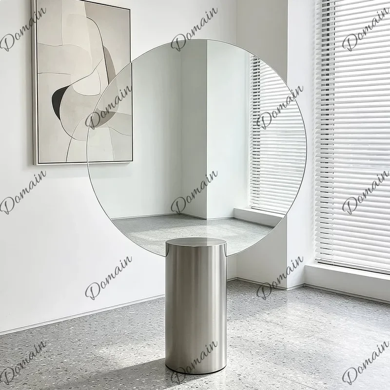 81 N Salon Double-sided Hair Dyeing Mirror Stainless Steel Floor Mirror for Barber Shop Hairdressing