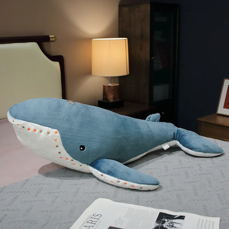 55–135 cm riesiges Wal-Plüschtier, blaue Meerestiere, gefüllt, umarmbarer Hai, weiches Kissen, Geschenk – Detail 4