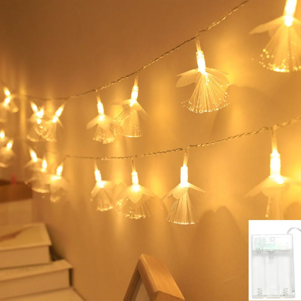 

1PC 1.5M10LED/3M20LED artificial fiber optic flower battery box light string,excluding battery, used for holiday decoration