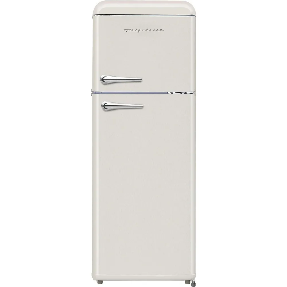 FRIGIDAIRE EFR756-BLACK EFR756, 2 Door Apartment Size Retro Refrigerator with Top Freezer, Chrome Handles,