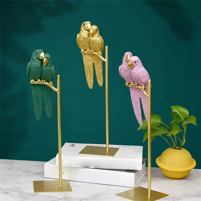 AC62-Parrot Sculpture Resin Parrot Statue Bird Animal Decoration Modern Entrance Desk Living Room Decoration