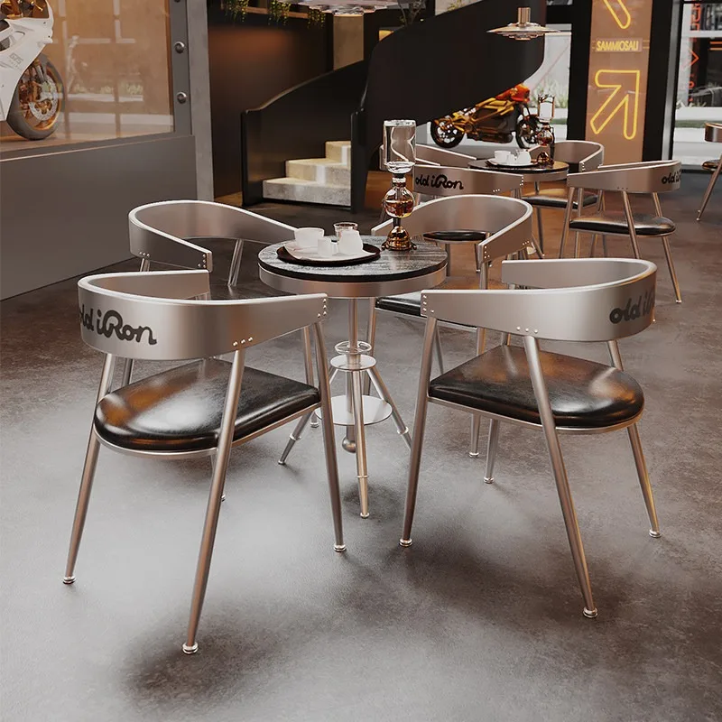 Industrial-Style Customizable Iron Restaurant Furniture Table Chair Set for Cafes Milk Tea Shops Dessert Shops Coffee