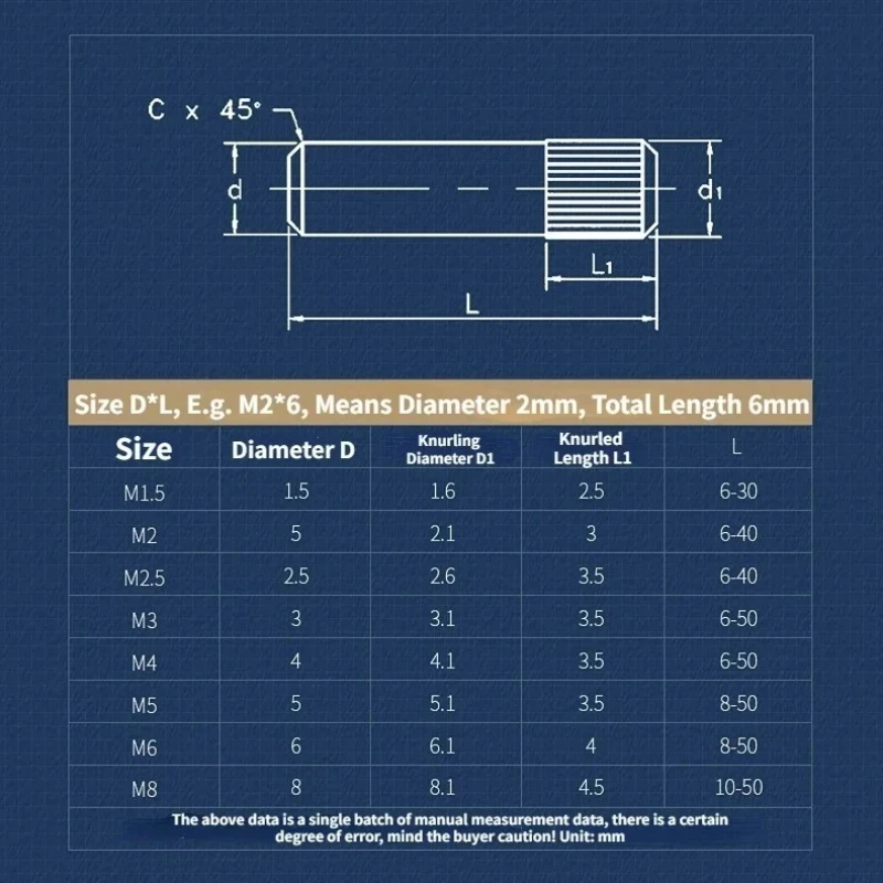 GB119 Knurled Cylindrical Pins, 304 Stainless Steel M1.5-M8 Parallel Locating Dowel Pins