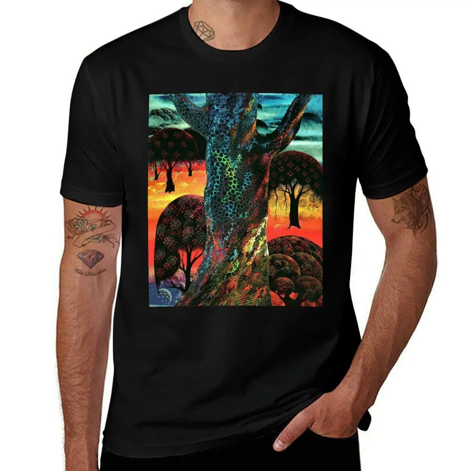 

Футболка Eyvind Earle Nature, мужские футболки на заказ, мужская футболка с животным принтом для мальчиков, мужская одежда