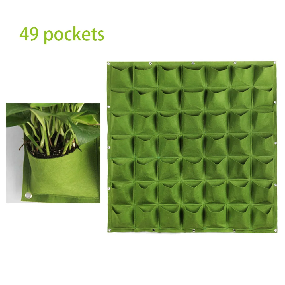 

49 Pockets Hanging Pots Vertical Wall-mounted Planting Bags Flower Plant Bag Nursery Bags Garden Supplies Jardinage Yard