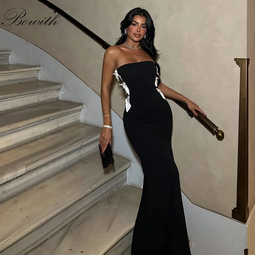 

Bowith Elegant Mermaid Party Dresses Strapless Side Bow Evening Dresses Customized Prom Gown for Special Occasion