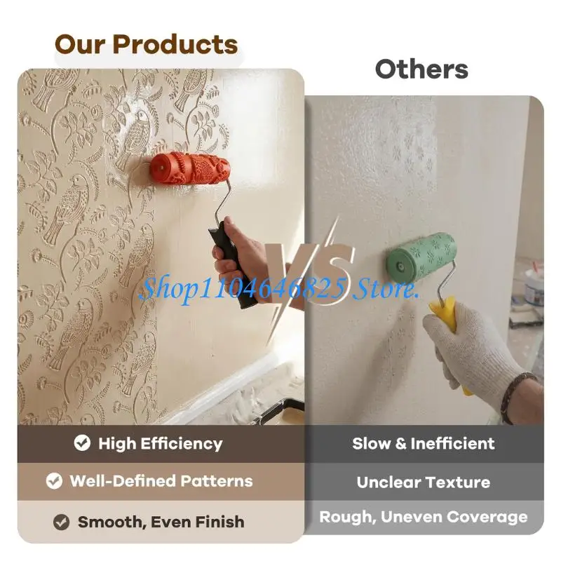 Wall pattern paint roller with soft rubber bird tool Texture Paint Roller - view 4