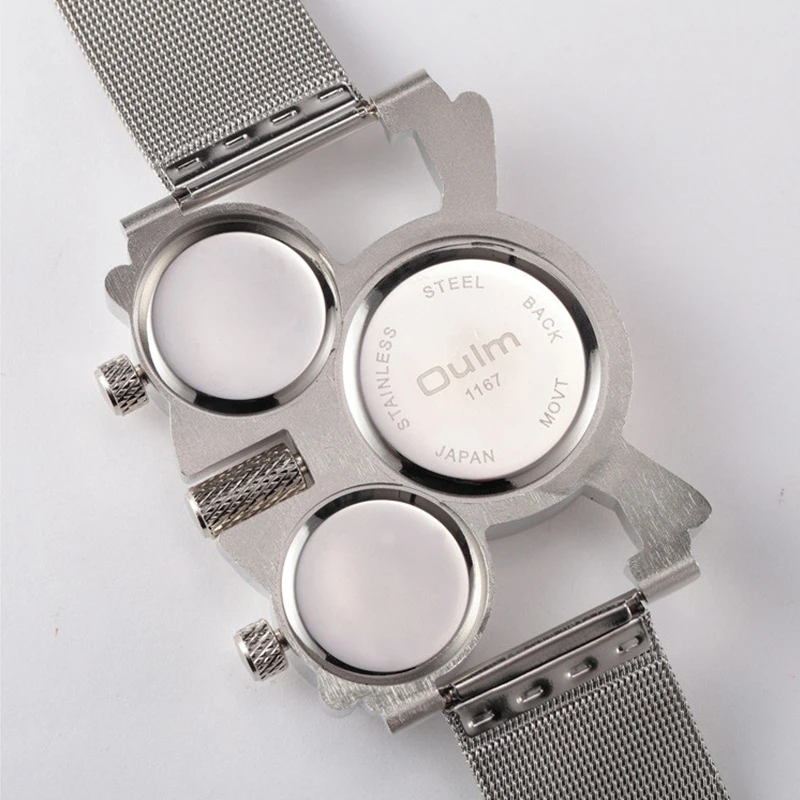 OULM-Reloj de pulsera de cuarzo para hombre, cronógrafo con tres esferas, diseño único, informal, a la moda, múltiples zonas horarias