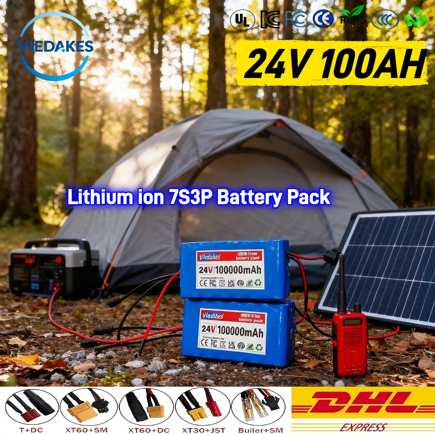 

Viedakes 7s3p 24V 100Ah Rechargeable Lithium Battery, Wheelchair Batteries, 7S3P Battery Pack with free 29.4V 2A charger