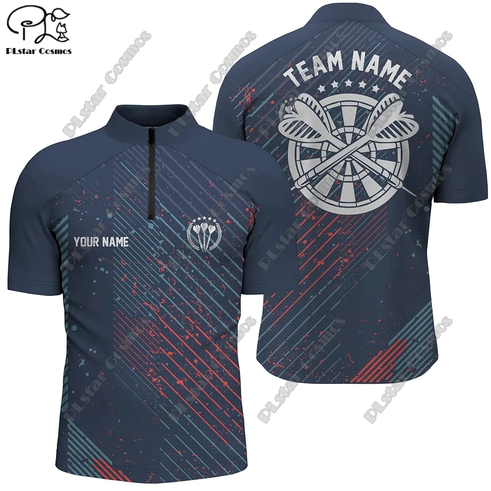 New personalized 3D printing dart throwing pattern zipper POLO shirt T-shirt unisex gift casual team throwing sports series F-7