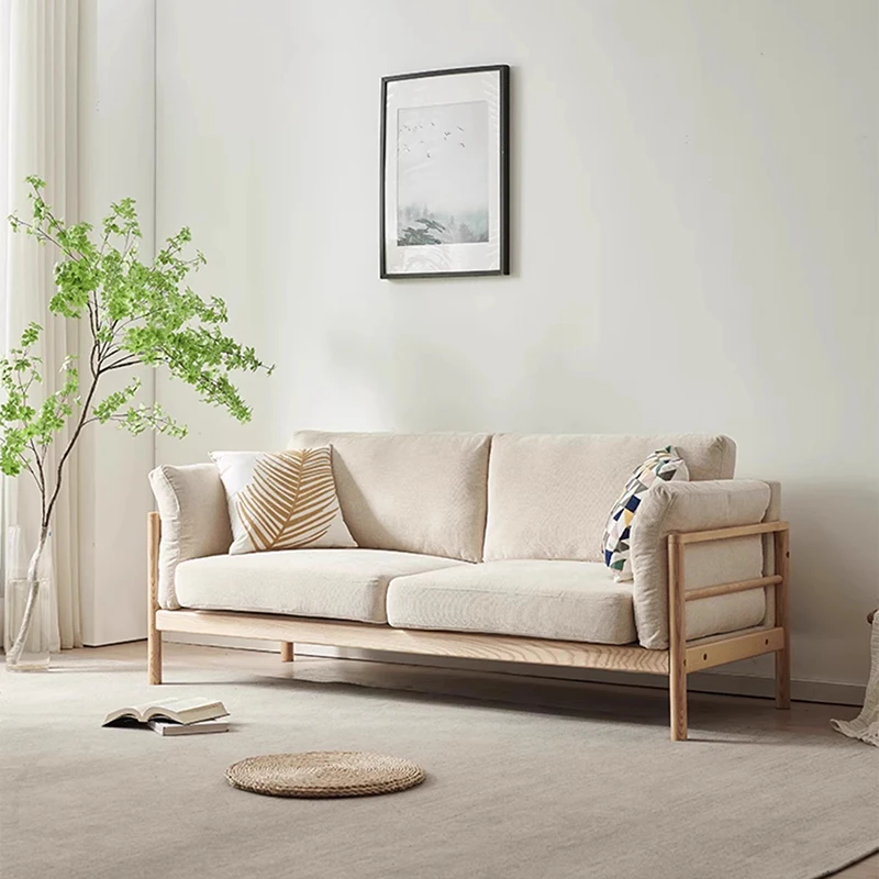 

Solid Wood Simple Living Room Sofas Modern Nordic Double Minimalist Living Room Sofas Lazy Luxury Woonkamer Banken Furniture