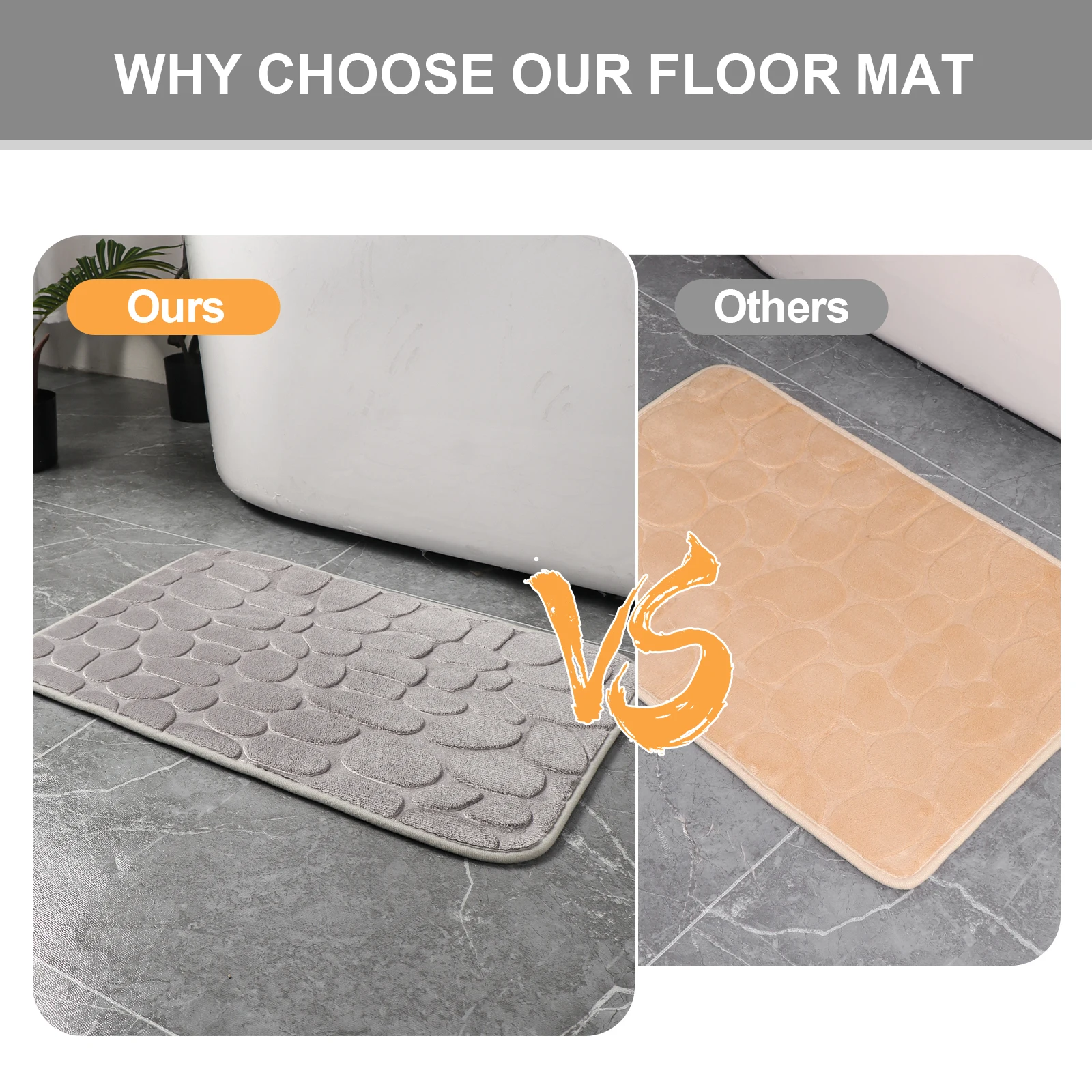 Bathroom Foot mat Memory Foam Pad Cobblestone Embossed Bathroom Bath Mat Non-slip Carpets Rapid Water Absorption Shower Room Mat