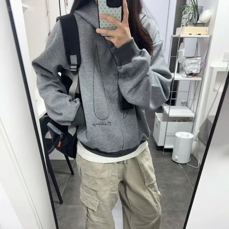 Embroidered Hooded Women's Hoodies Y2K Sweatshirts Autumn New Ropa Mujer Roupas Feminina Blusa Casual Loose Fashion Clothes