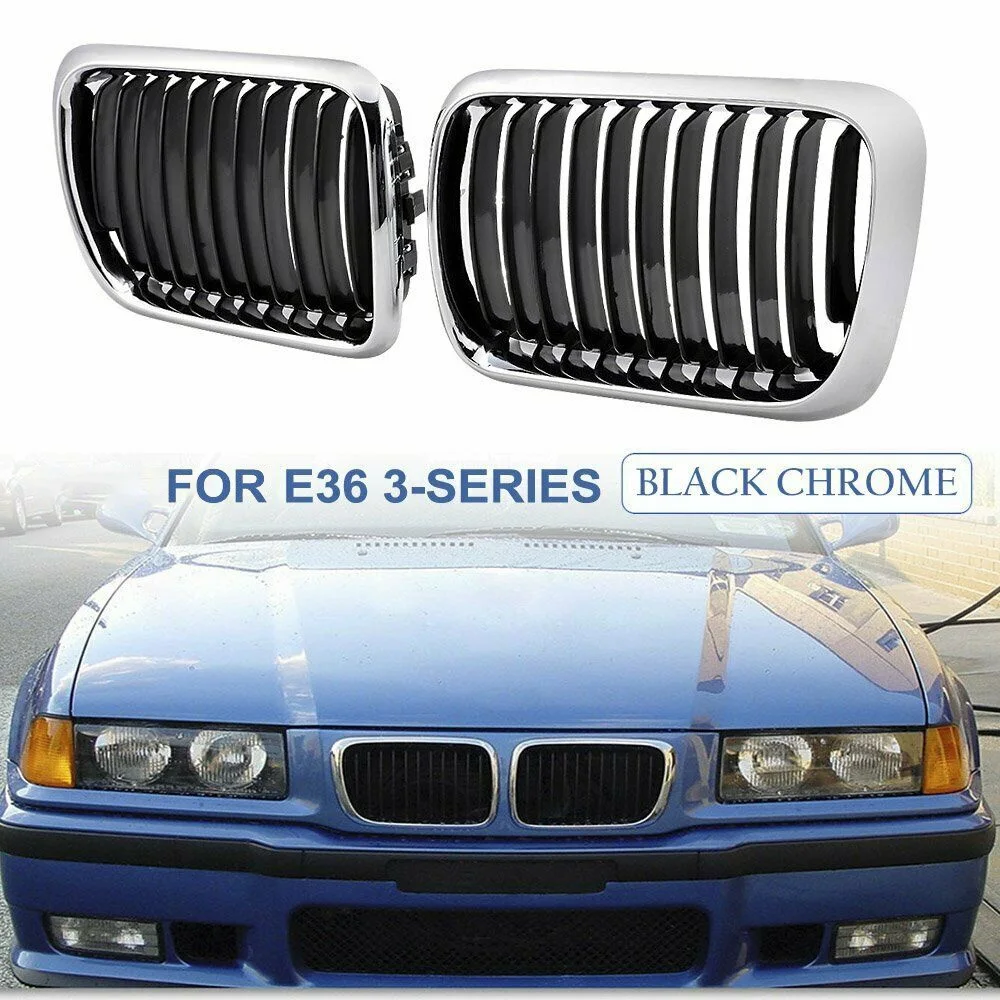 E36 Grill,Black Kidney Front Bumper Kidney Grille Grills For-BMW E36 3-Series 318I 323I 328I M3