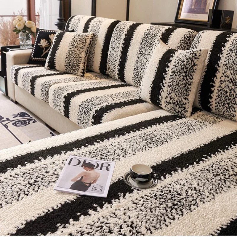 

Modern Geometric Plush Sofa Seat Cover Full-pack Universal Couch Cushion Covers Elastic Non-slip Headrest Backrest Slipcovers