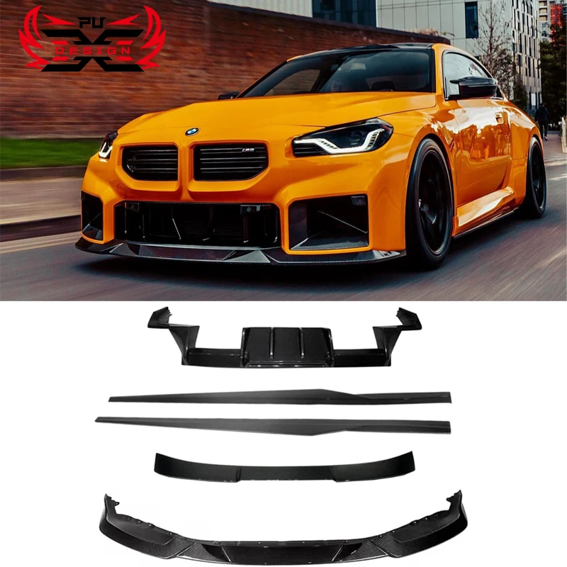 Wholesale R44 Style Dry Carbon Fiber For BMW M2 G87 Front Lip Bumper Side Skirt Rear Diffuser Spoiler Body kit