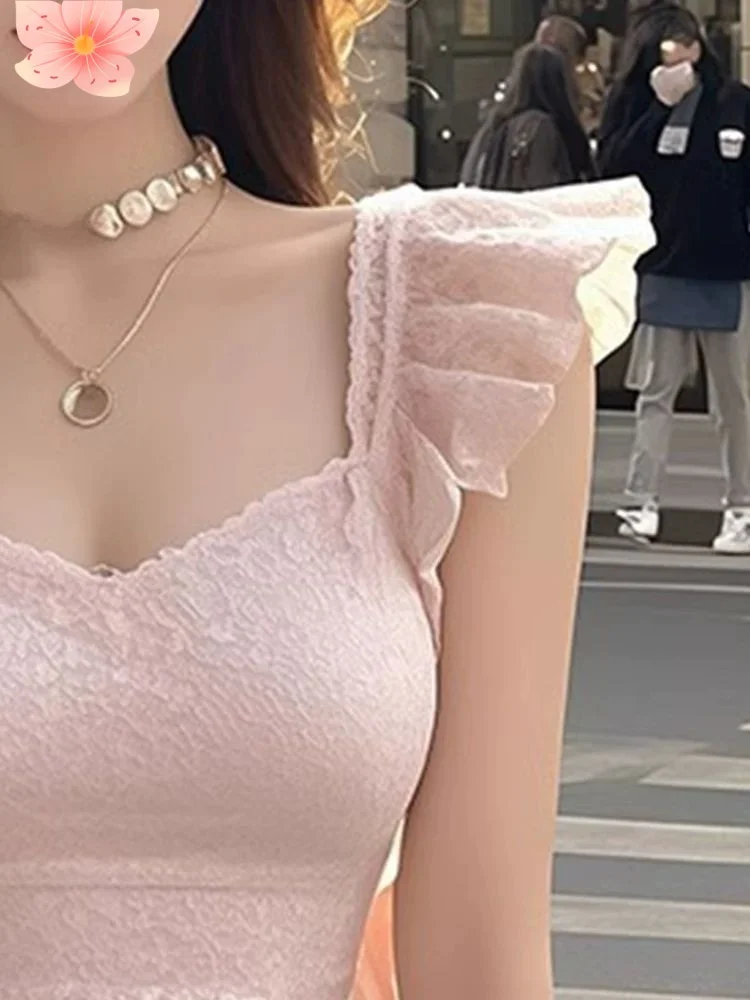 الربيع الصيف مثير الحلو فتاة حار الدانتيل ساحة طوق الدكتور المرأة الخصر تصميم التخسيس ort تنورة الوردي Bodycon Dr