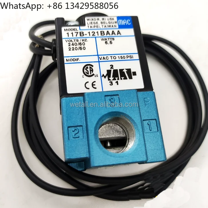 

MAC Solenoid Valve 117B-111/121BAAA Punch Press Pilot Valve 117B-6111BAAA