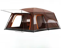 Outdoor Camping Large Family Tent Double Layer Fabric Windproof Sun Protection Mosquito Control Two Bedrooms One Living Room new