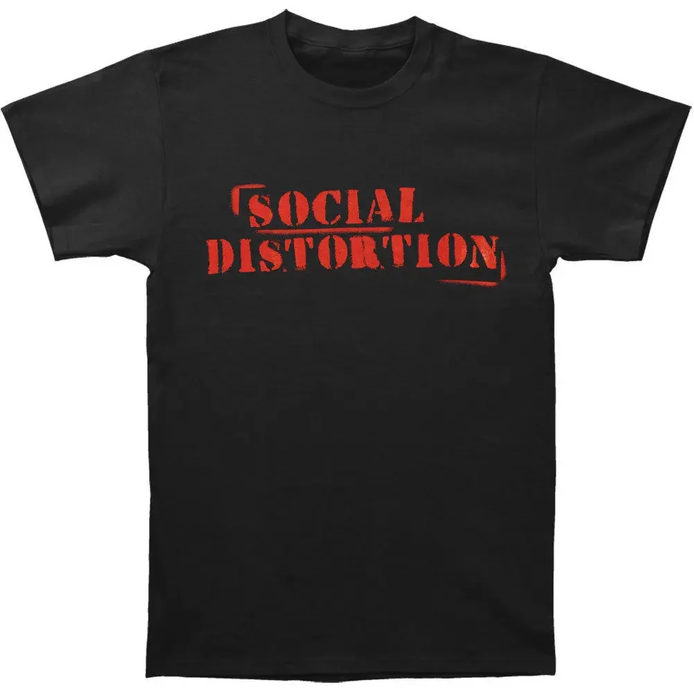 Distorção social t camisa estêncil logotipo punk rock música hardcore