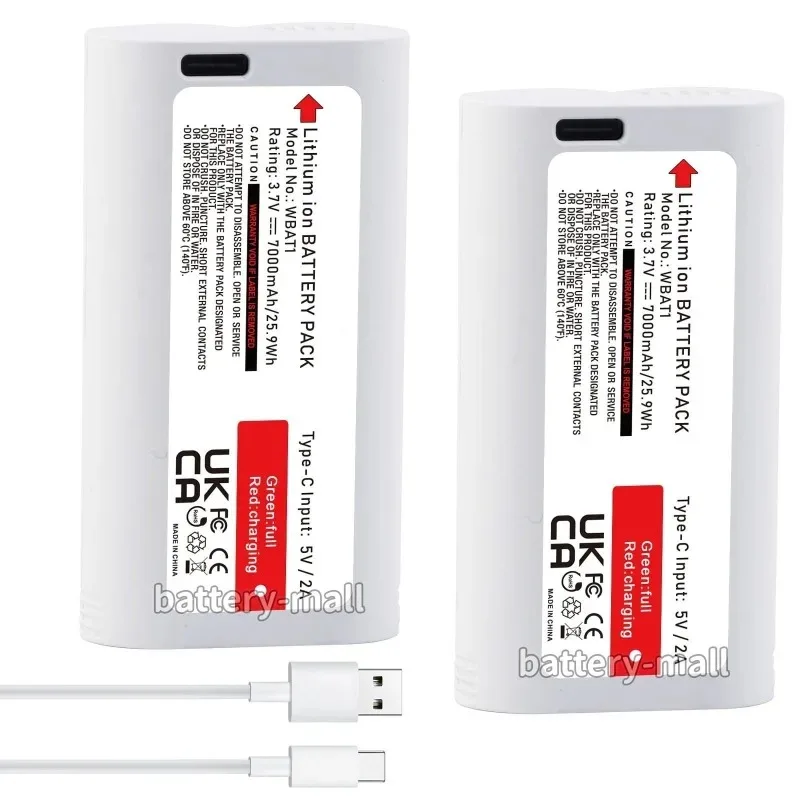 

2-Pack, brand new 7000mAh WBAT1 upgraded battery, suitable for Cam Pro 2K, B-C charging