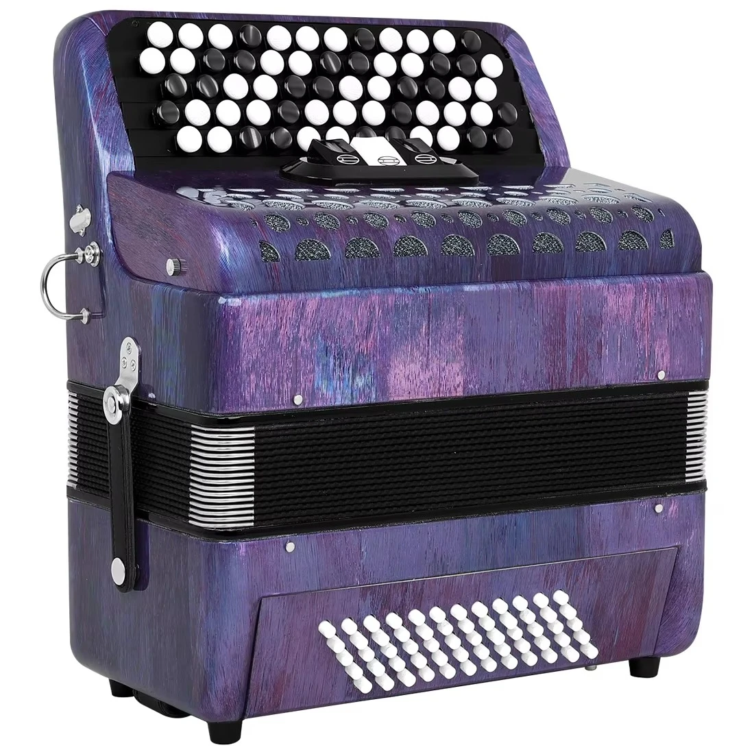 AH-190 62-Key 60-Bass Professional Button Bayan Accordion with Register Switches Anti Slip Keys Responsive Action