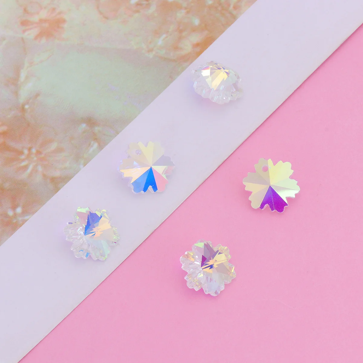 

28Pcs Snowflake DIY Crystal Pendant Charms Glass Beads Earrings Accessories Jewelry Making Set Crystal Pendant Charm