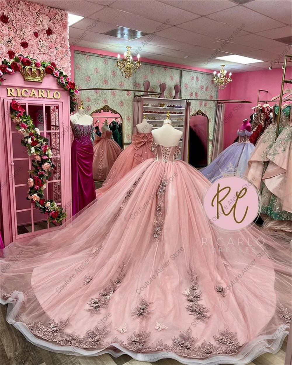 Vestido de quinceañera de encaje Rosa rubor perfecto, corsé, vestido de baile de corazón, dulce vestido de dieciséis, vestido de novia, 15