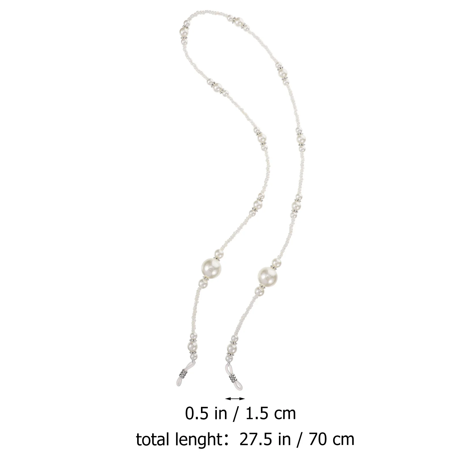 

2Pcs Pearl Glasses Lanyard White Black Adjustable Eyeglass Chain Stylish Decorative Jewelry Glasses Hanging Lanyard