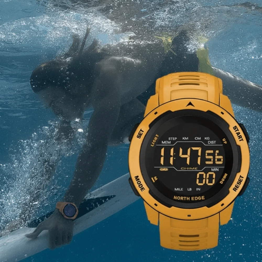 

Waterproof 50m Smart Watch Dual Time Rubber Strap Sports Watch Shock Resistant Digital Alarm Digital Watch Outdoor Sports
