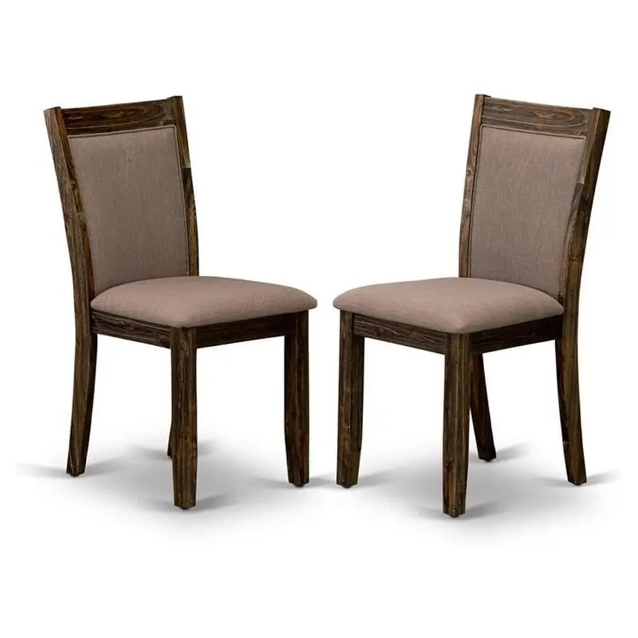 

MZC7T48 Monza Parson Dining Chairs Coffee Linen Fabric Padded Chairs, Set of 2, Distressed Jacobean