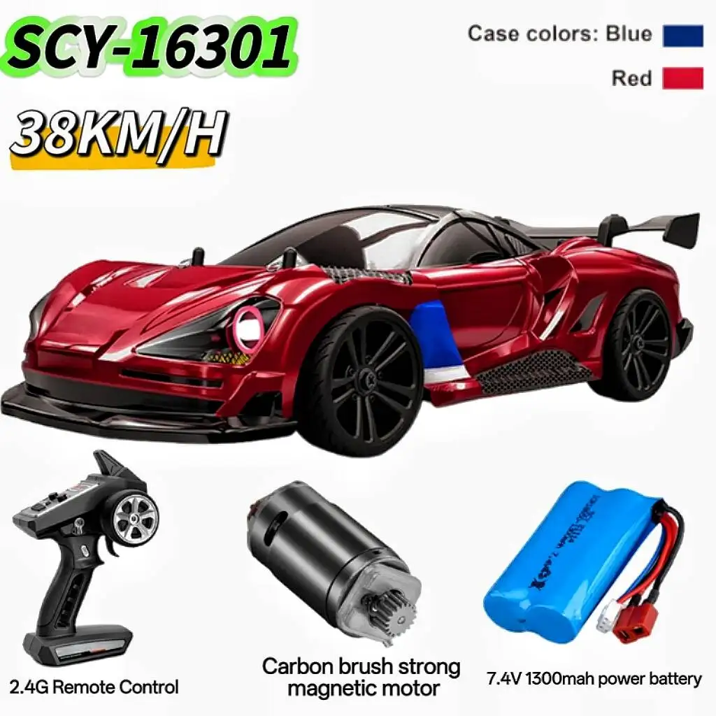 

New SCY16301 High Speed Remote Control Car Four Wheel Drive Toy 1/16 Drift Car Model Seven Mode Brushed Motor Lighting System