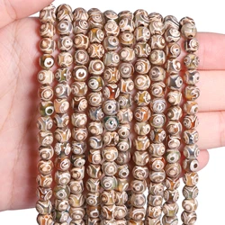 Natural Gray Green Dzi Tibetan Beads Prayer Mystical Ancient Round Agate Beads for Jewelry Making DIY Bracelet Accessories 6mm
