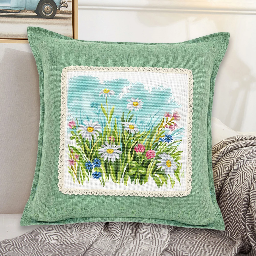 DIY Embroidery Pillow Covers Kit Colorful Threads Cross Stitch Kits fCross Stitch Pillow Sham Cross Stitch Throw Pillowcase