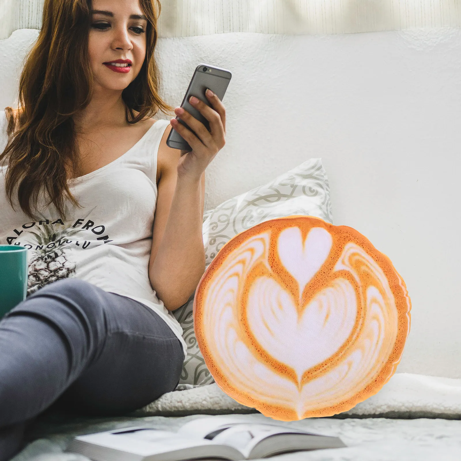 Latte Art Throw Pillow – Soft Fade-Resistant Decorative Cushion for Sofa, Couch, Bed, Chair