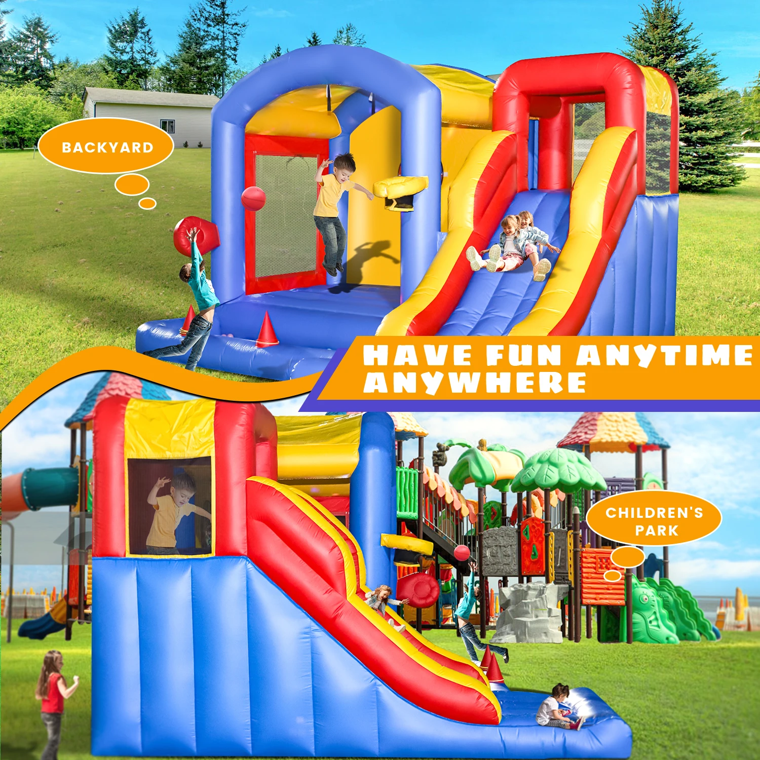 4.5x4x3m PVC Commercieel Opblaasbaar Bounce Huis met LED Licht voor Kids Party kinderspeelgoed, kinderspeeltuin