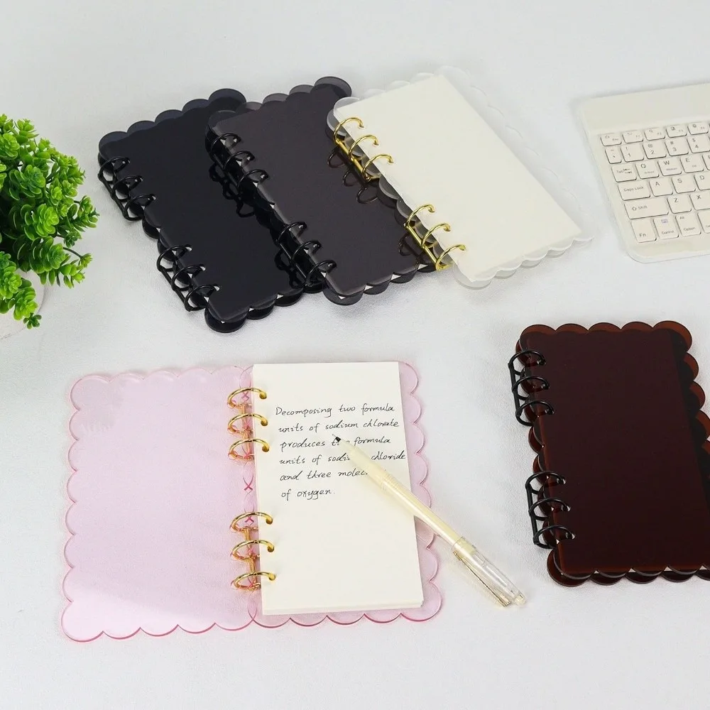 A6 Binder Notebook Set Petal Edge Acrylic Cover Detachable Loose-leaf Notebook Blank Refill Paper DIY Journal Planner