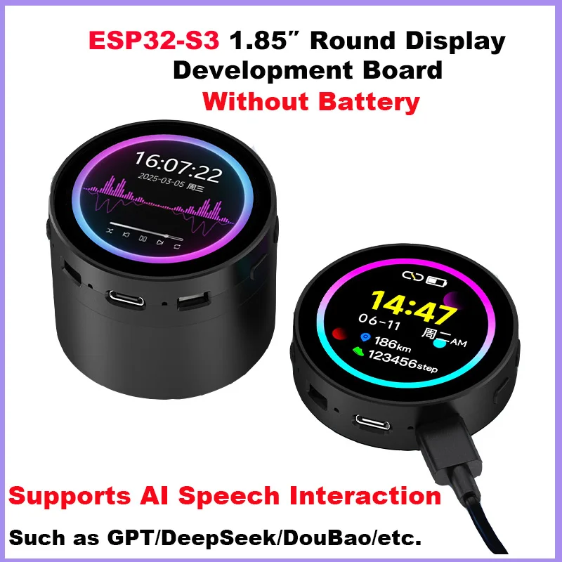 Waveshare ESP32-S3 1.85inch Round LCD Development Board 360x360 AI Speech Speaker Box ESP32 Display for Arduino IDE ESP-IDF