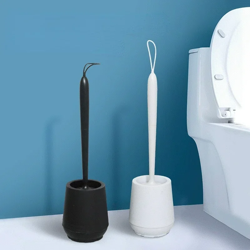 

Bathroom Black Toilet Brush Soft TPR Silicone Brush No Dead Corners Floor-standing Cleaning Brushes WC Accessories