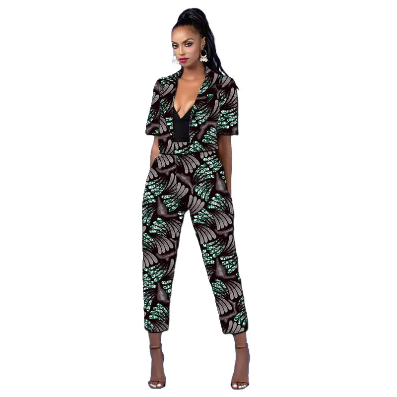 

Original Design African Print Cardigan Top Women Mini Jacket Patch Capri Pants Street Style Lady's Wedding Party Outfits