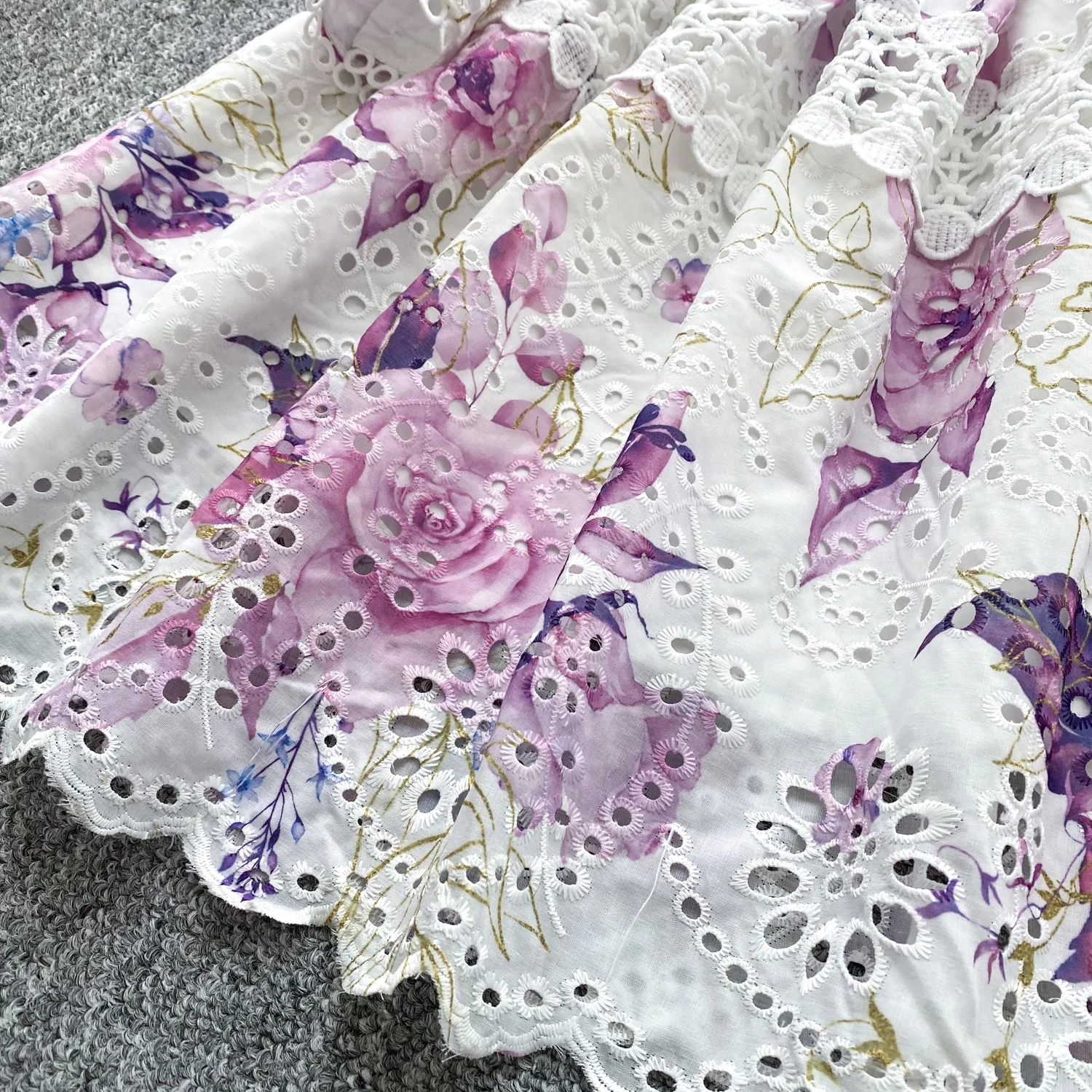 Chic vintage ricamato scava fuori pizzo sottile elegante fata moda coreana Boho vestito estivo abbigliamento donna