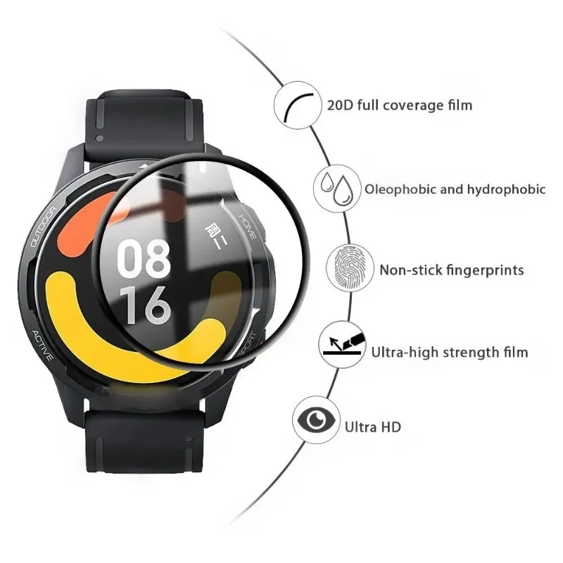 2PCS for Xiaomi Watch S1 S2 Active 42mm 46mm Screen Protector Film for Mi Watch S1/S2 Pro/Color 2 3D Full Protective Film Cover